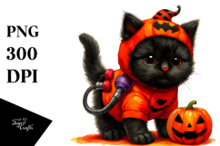 Cute Halloween Black Cat Clipart Product Image 1