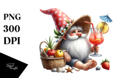 Cute Gnome Drinking Cocktail PNG Product Image 1