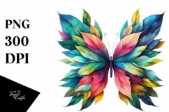Abstract Vibrant Watercolor Butterfly PNG Product Image 3