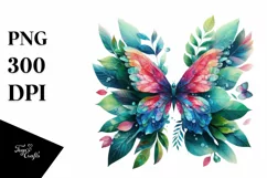 Abstract Vibrant Watercolor Butterfly PNG Product Image 1