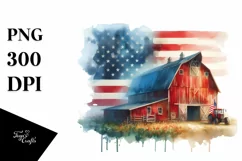 Washed Watercolor Barn USA Colors | Sublimation Clipart Product Image 1