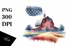 Washed Watercolor Barn USA Colors | Sublimation Clipart Product Image 3
