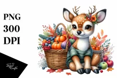 Colorful Baby Deer Holding Vegetables | Sublimation | Product Image 1