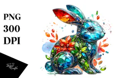 Colorful Bunny on Splashy Background PNG Product Image 1