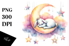 Vibrant Watercolor Whimsical Bunny PNG Product Image 1