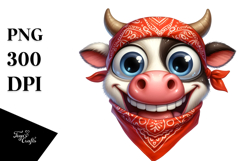 Cartoon Cow with Bandana PNG Product Image 1