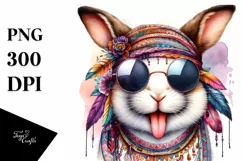 Smiling Rabbit Sunglasses Tongue | Sublimation | Clipart Product Image 3