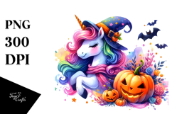 Magical Halloween Unicorn Clipart Product Image 1