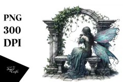 Watercolor Gothic Fairy on Stone Bench, 20 oz Tumbler Product Image 1