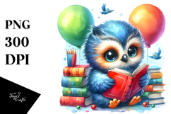 Baby Owl Reading Sublimation Clipart Product Image 1