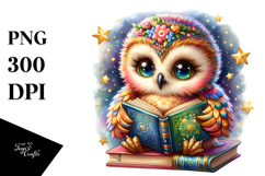 Baby Owl Reading Sublimation Clipart Product Image 1