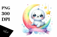 Colorful Smiling Baby Ribbon Seal with Moon and Stars Product Image 3