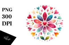 Simple Boho Flower with Heart Petals PNG Product Image 1
