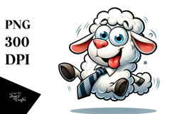 Goofy Lamb with Bow Tie PNG Product Image 1