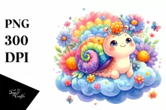 s Baby Snail Whimsical Cloud Flowers Clipart Product Image 1