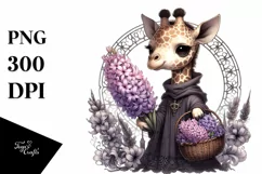 Detailed Gothic Baby Giraffe Sublimation Clipart Product Image 1