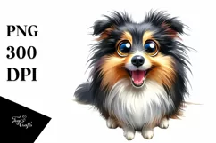 Cute Watercolor Shetland Sheepdog Clipart Product Image 1