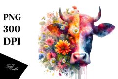 Artistic Watercolor Vibrant Cow | Sublimation Clipart Product Image 3