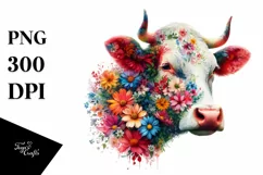 Artistic Watercolor Vibrant Cow | Sublimation Clipart Product Image 1