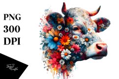 Artistic Watercolor Vibrant Cow | Sublimation Clipart Product Image 1