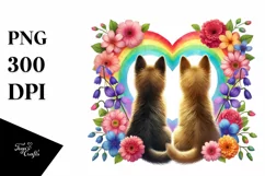 Cute Rainbow Flowers German Shepherd, PNG Product Image 1