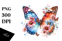 Half Butterfly Flowers PNG Product Image 1