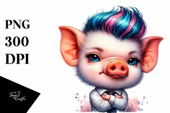 Cute Baby Pig Posing, Summer PNG Product Image 1
