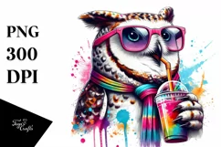 Colorful Owl Drink Sunglasses Clipart Product Image 3