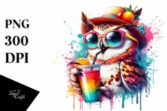 Colorful Owl Drink Sunglasses Clipart Product Image 1