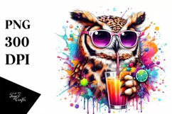 Colorful Owl Drink Sunglasses Clipart Product Image 1