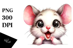 Baby Mouse Portrait Big Eyes Excited Sublimation Clipart Product Image 1