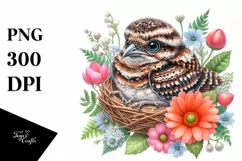 Vibrant Watercolor Baby Nightjar | Clipart Product Image 3