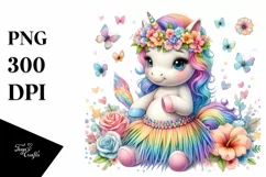 Colorful Baby Unicorn in Hula Skirt Product Image 1