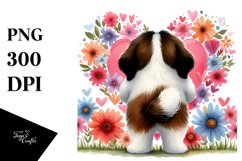 Doodled Flower Saint Bernard Heart Tail Unite PNG Product Image 1