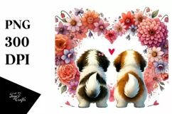 Cute Flower with Saint Bernard Heart PNG Product Image 1