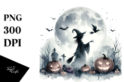 Washed Watercolor Style Witch PNG Product Image 1