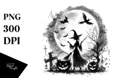 Washed Watercolor Style Witch PNG Product Image 1