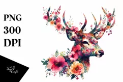 Watercolor Vibrant Deer | Sublimation Clipart Product Image 1