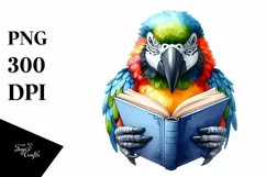 Colorful Watercolor Parrot Reading a Book | Sublimation Product Image 3