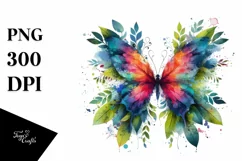 Abstract Vibrant Watercolor Butterfly PNG Product Image 3