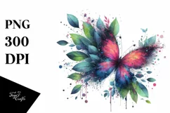 Abstract Vibrant Watercolor Butterfly PNG Product Image 3