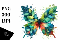 Abstract Vibrant Watercolor Butterfly PNG Product Image 1