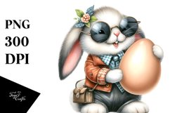 Bunny Carrying a Big Egg PNG Product Image 1