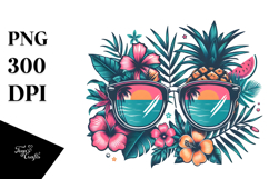 Retro Tropical Beach Sunglasses PNG Product Image 1