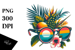 Retro Tropical Beach Sunglasses PNG Product Image 1