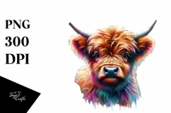 Colorful Baby Highland Cow in Jungle Product Image 1