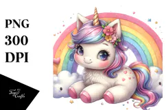 Baby Unicorn Woodworking Rainbow | Clipart Product Image 1