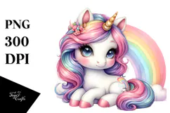 Baby Unicorn Woodworking Rainbow | Clipart Product Image 1