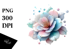 Abstract Pastel Glossy Camellia PNG Product Image 1