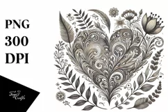Vintage Drawn Heart PNG Product Image 1